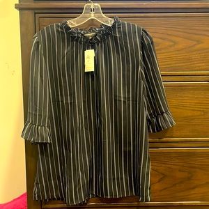 Navy blue keyhole blouse